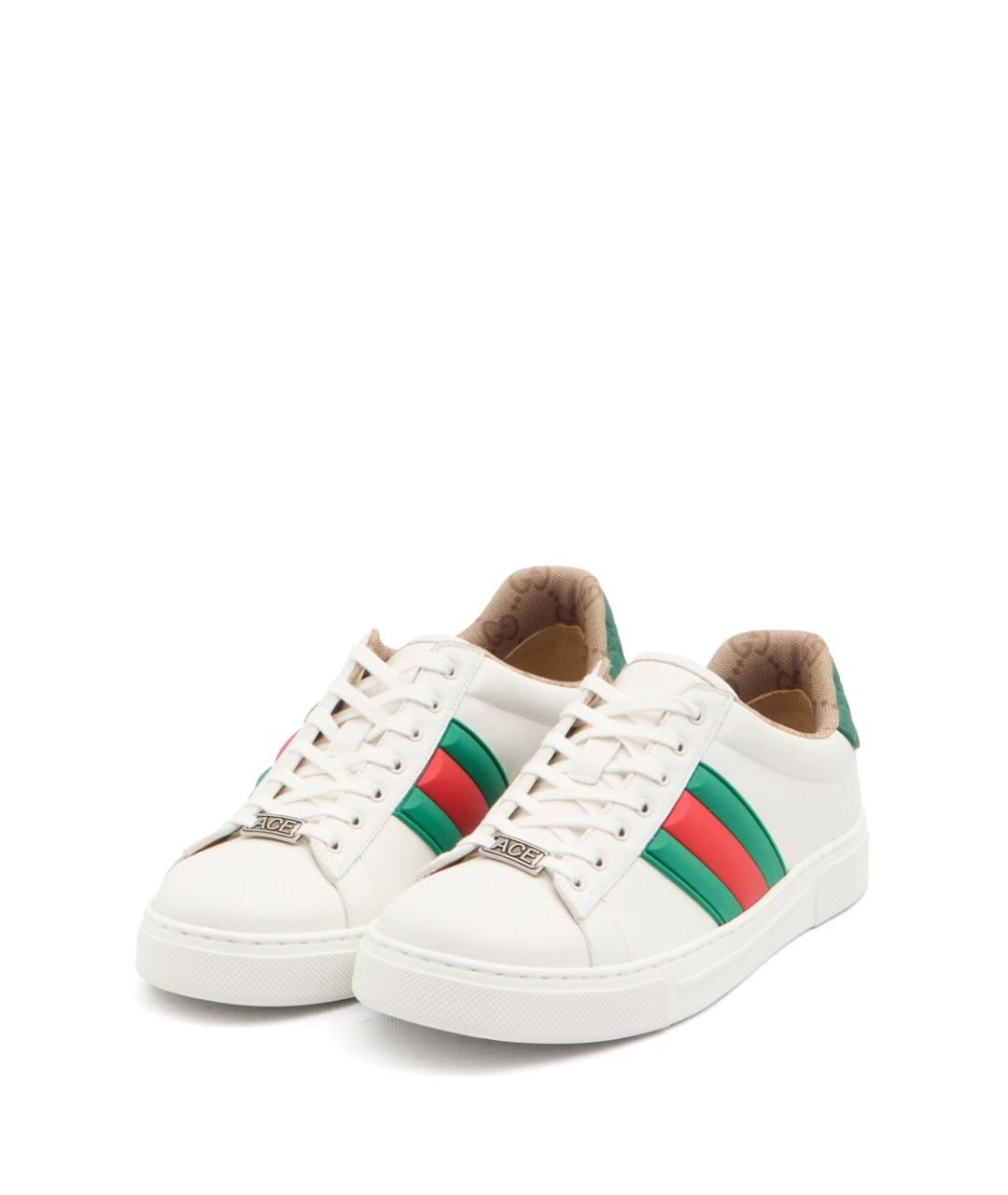GUCCI Белые кожаные низкие кроссовки / кеды, фото 5