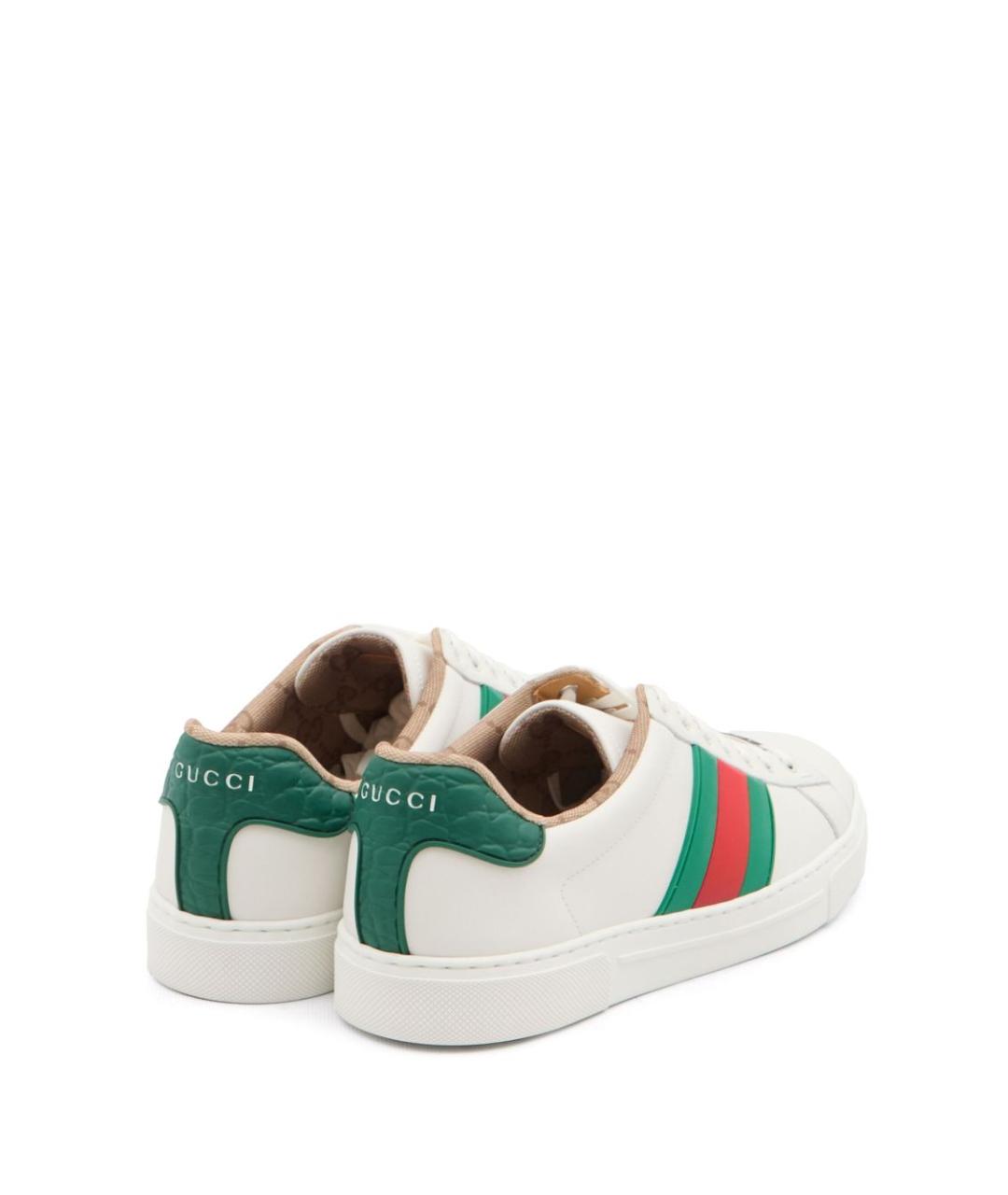 GUCCI Белые кожаные низкие кроссовки / кеды, фото 3