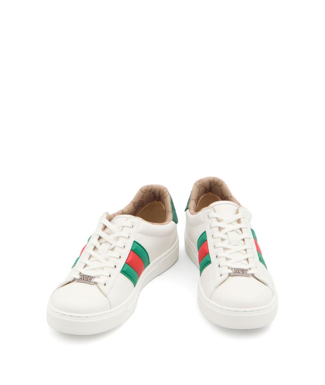GUCCI Белые кожаные низкие кроссовки / кеды, фото 2