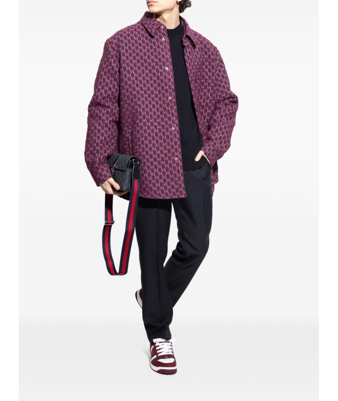 GUCCI Красные текстильные низкие кроссовки / кеды, фото 4