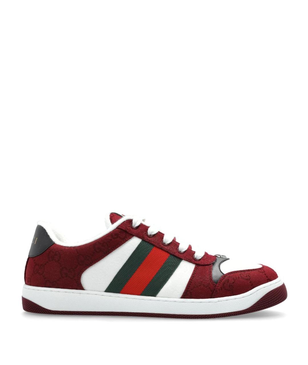 GUCCI Красные текстильные низкие кроссовки / кеды, фото 1
