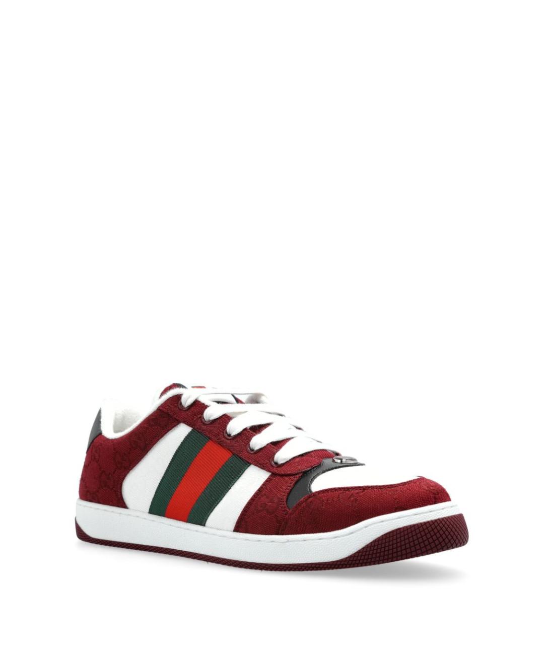 GUCCI Красные текстильные низкие кроссовки / кеды, фото 6