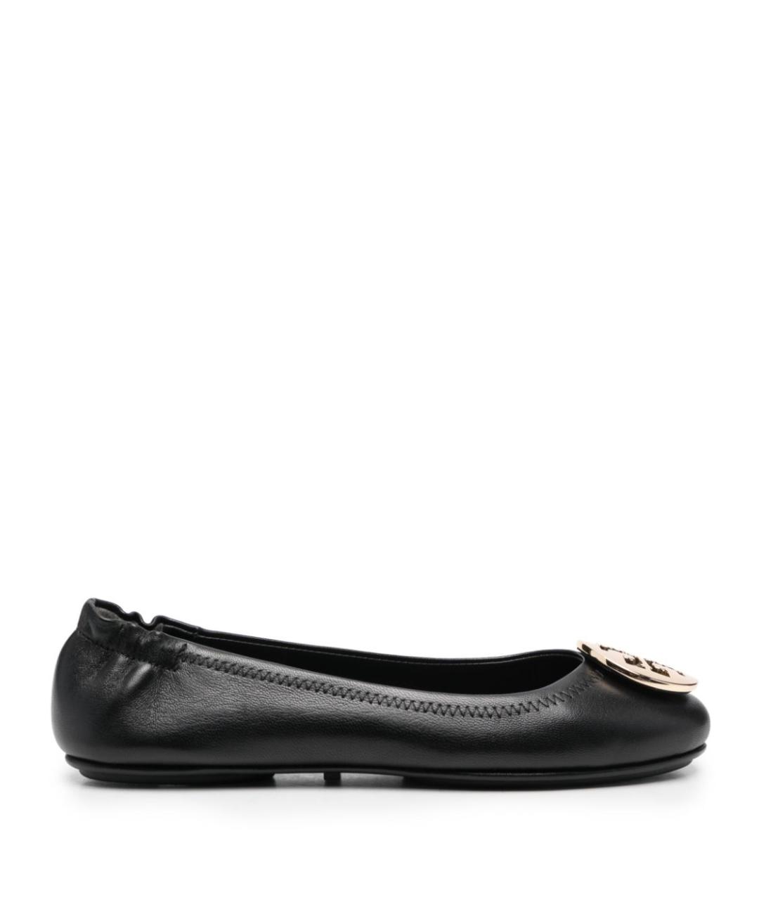 TORY BURCH Черные кожаные балетки, фото 1