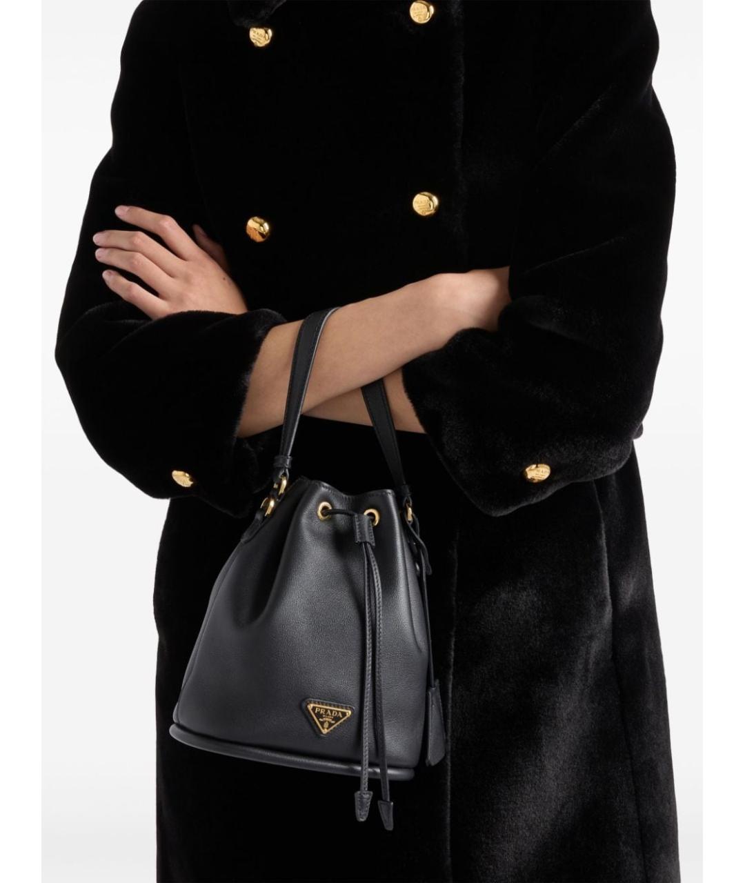 PRADA Черная кожаная сумка тоут, фото 6