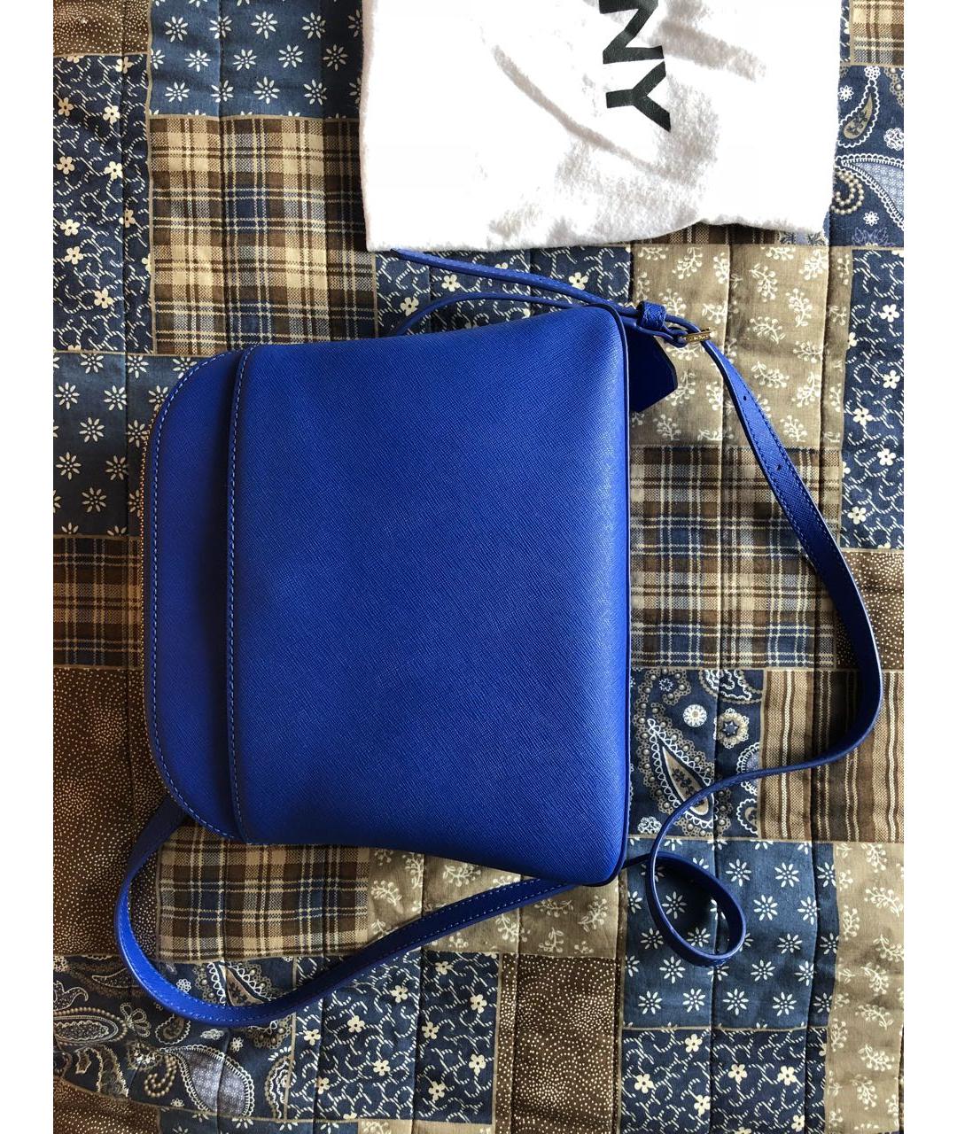 DKNY Синяя кожаная сумка через плечо, фото 3