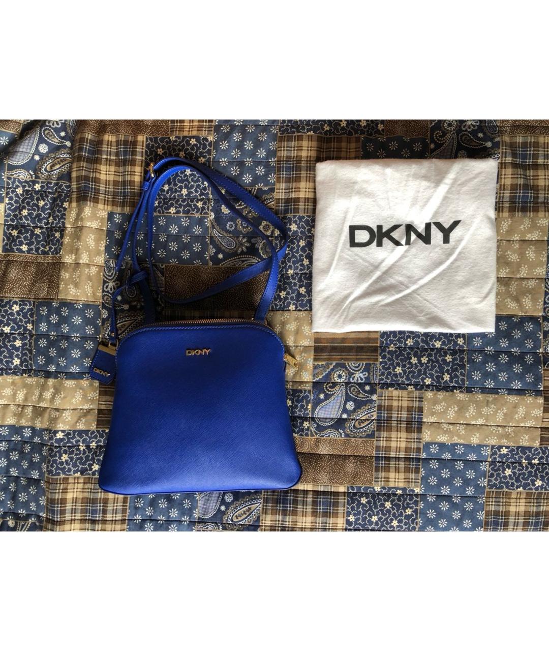 DKNY Синяя кожаная сумка через плечо, фото 2