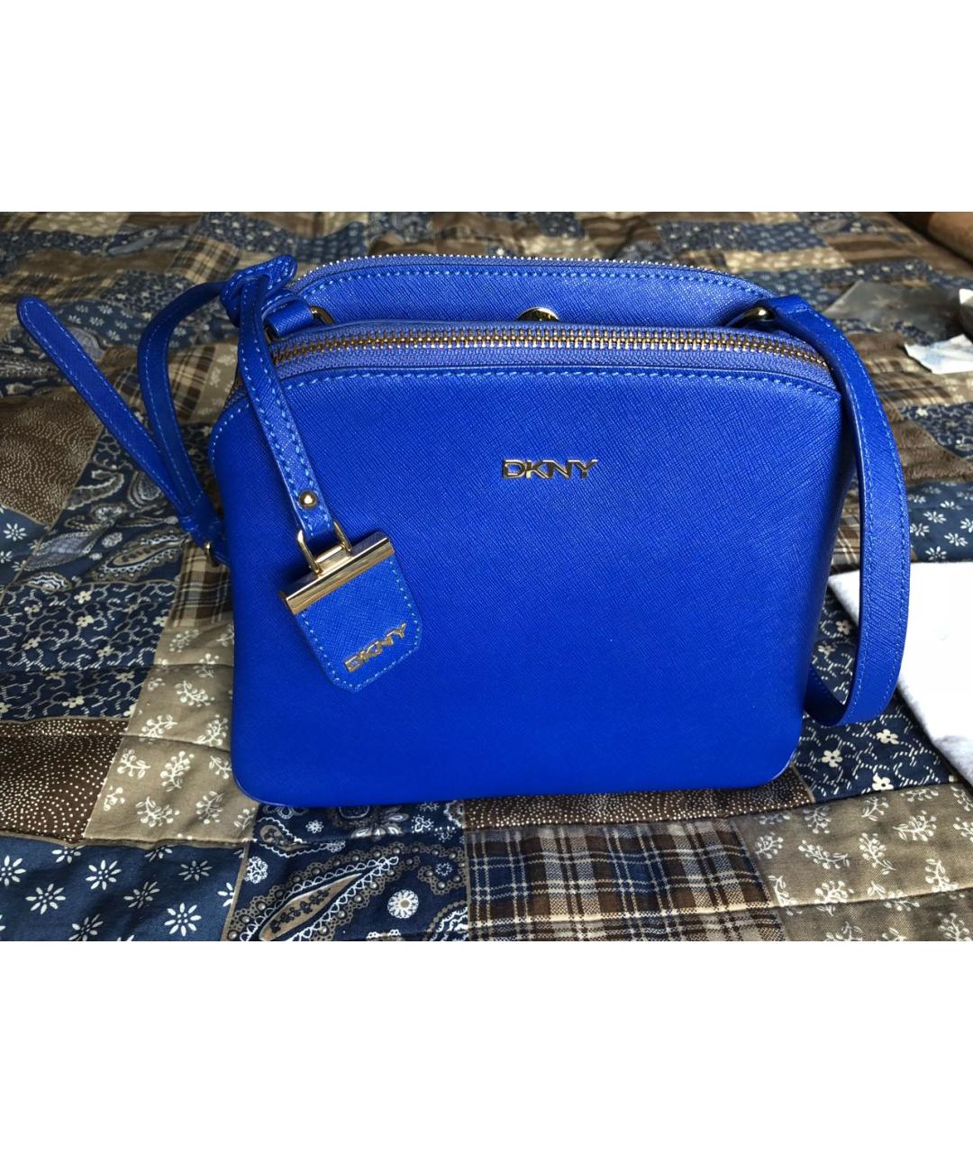 DKNY Синяя кожаная сумка через плечо, фото 8
