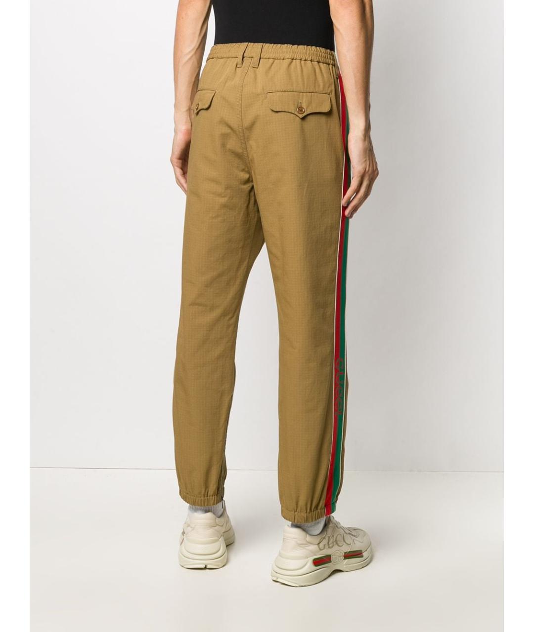 GUCCI Коричневые хлопковые повседневные брюки, фото 3