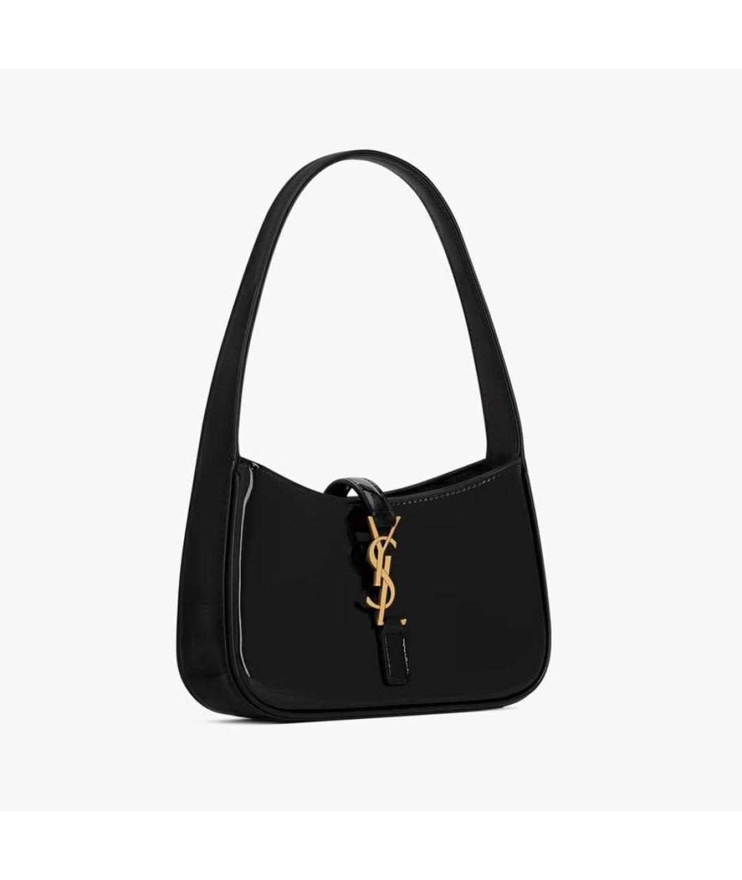 SAINT LAURENT Черная кожаная сумка с короткими ручками, фото 2