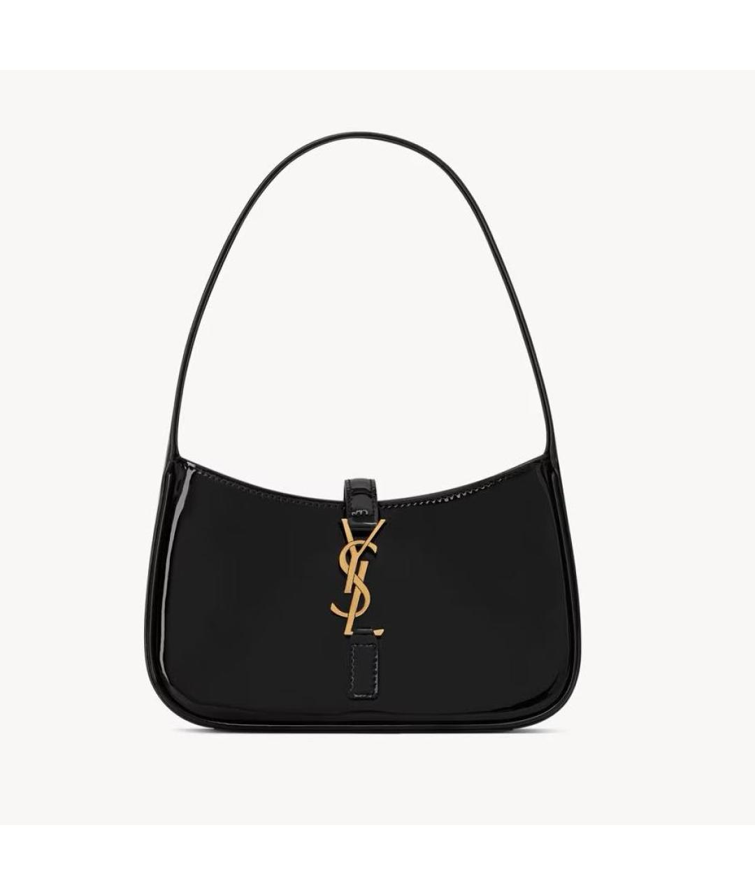 SAINT LAURENT Черная кожаная сумка с короткими ручками, фото 9