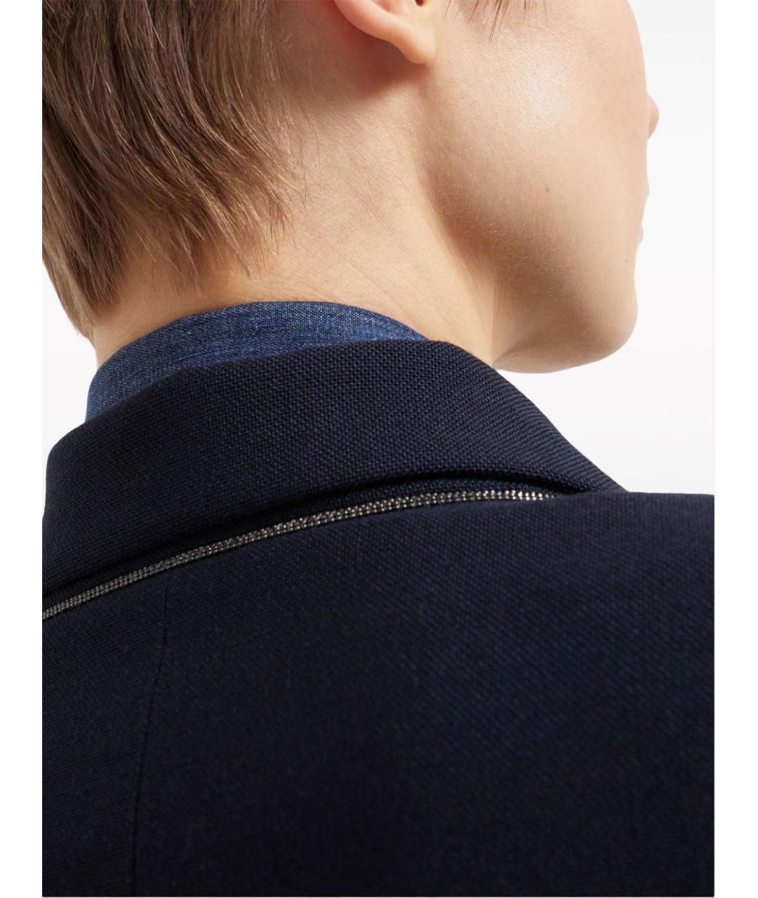 BRUNELLO CUCINELLI Темно-синий жакет/пиджак, фото 5