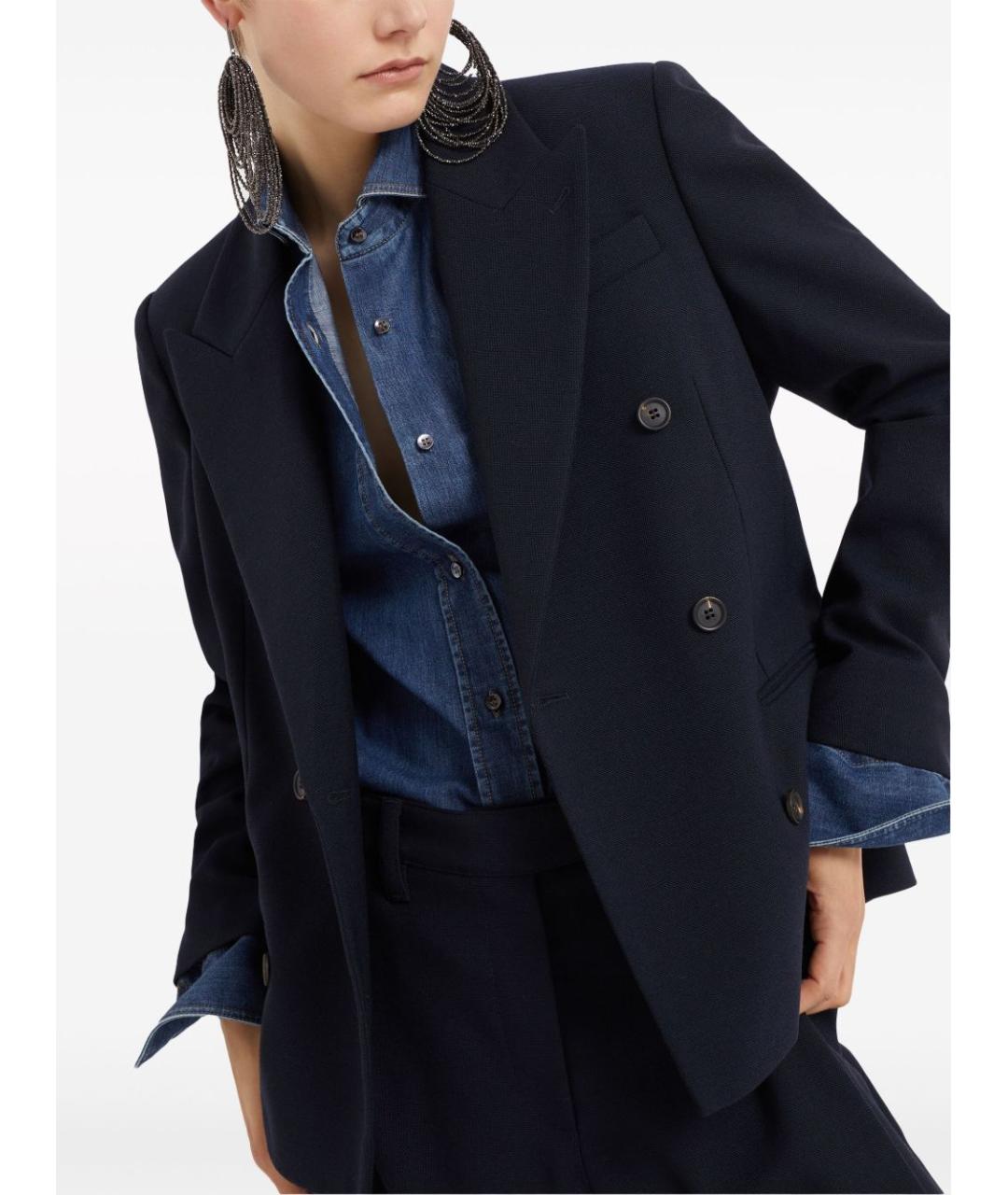 BRUNELLO CUCINELLI Темно-синий жакет/пиджак, фото 6