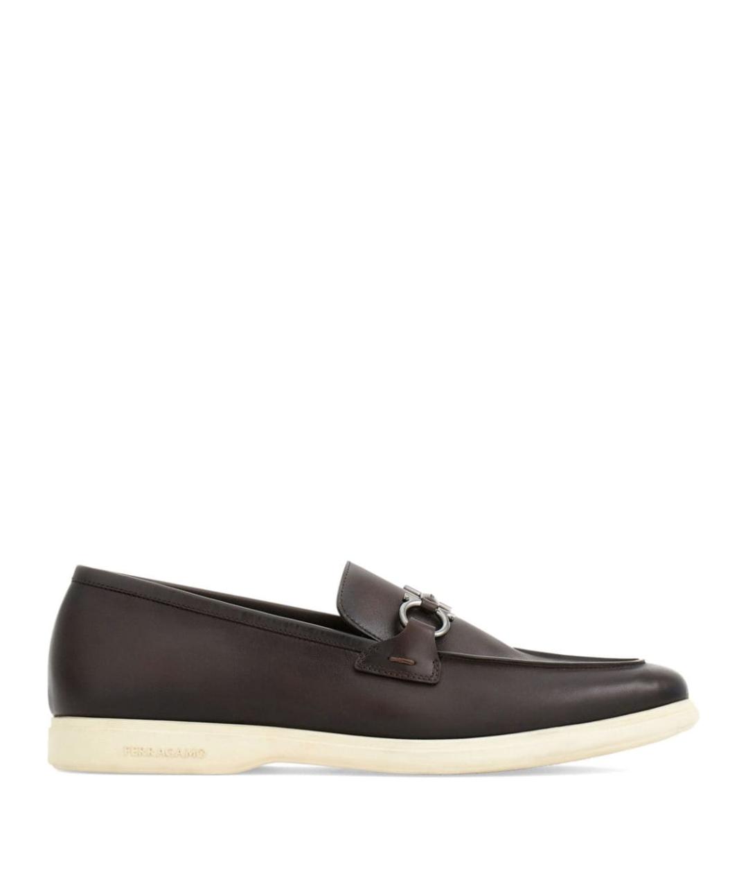 FERRAGAMO Коричневые кожаные лоферы, фото 1