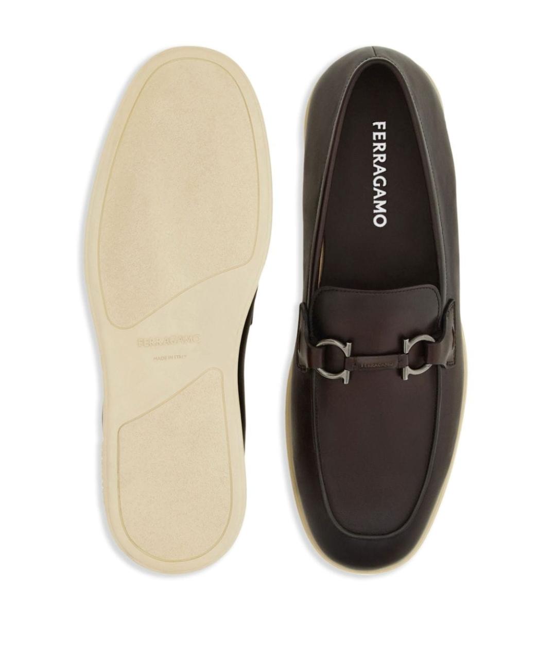 FERRAGAMO Коричневые кожаные лоферы, фото 4