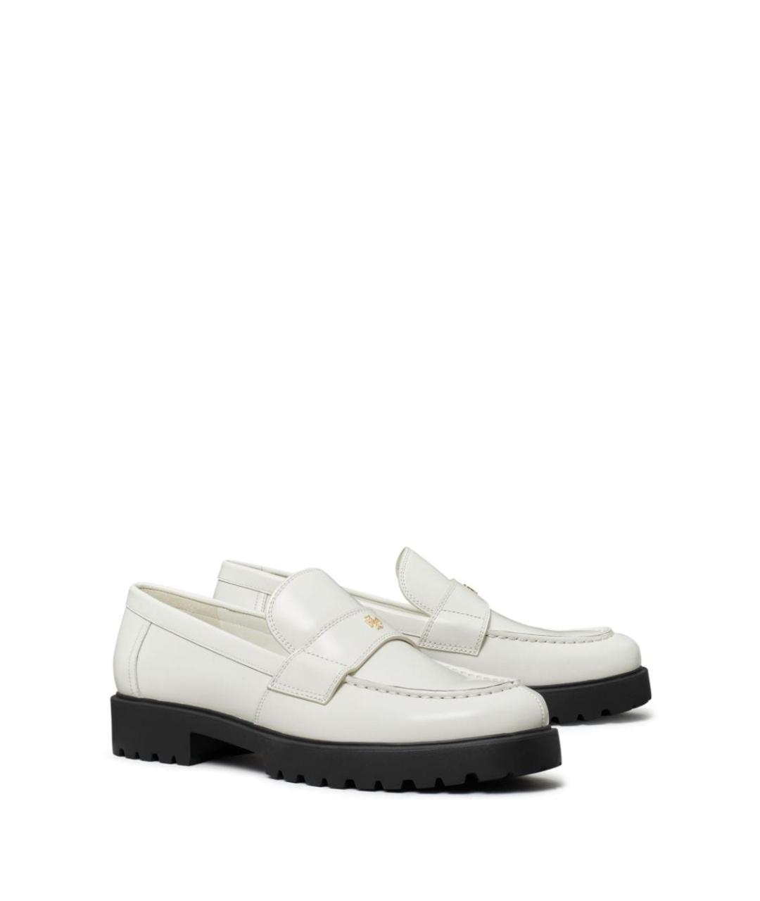 TORY BURCH Белые кожаные лоферы, фото 2