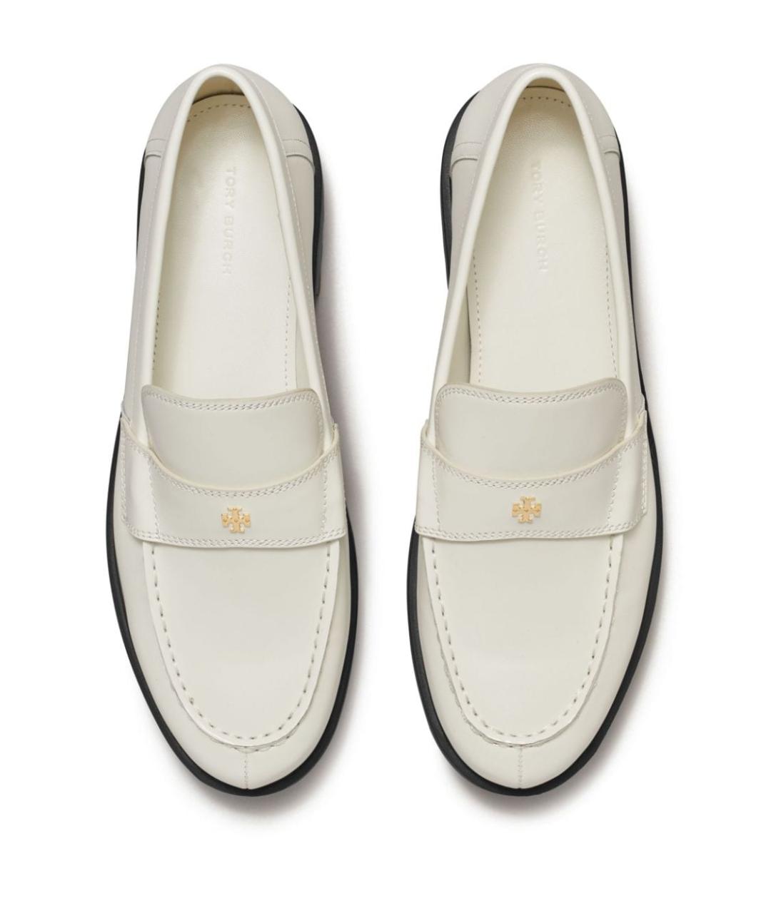 TORY BURCH Белые кожаные лоферы, фото 3