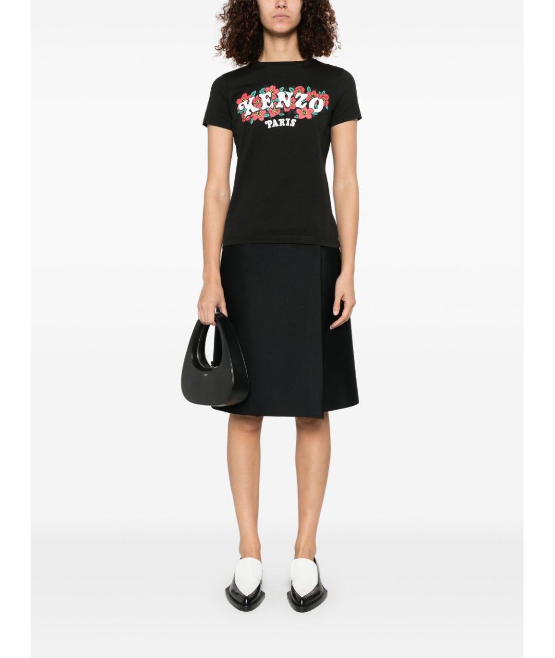 KENZO Черная хлопковая футболка, фото 2