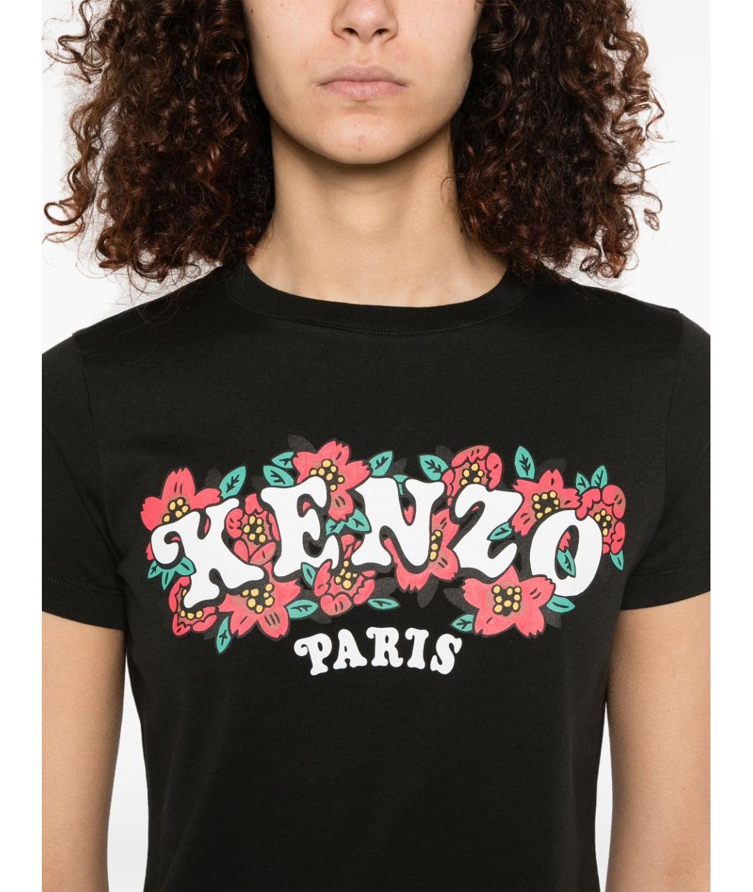 KENZO Черная хлопковая футболка, фото 3