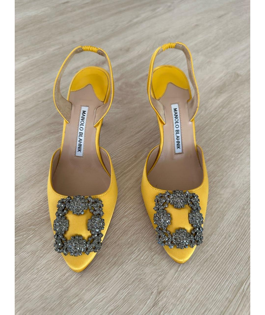 MANOLO BLAHNIK Желтые текстильные туфли, фото 2