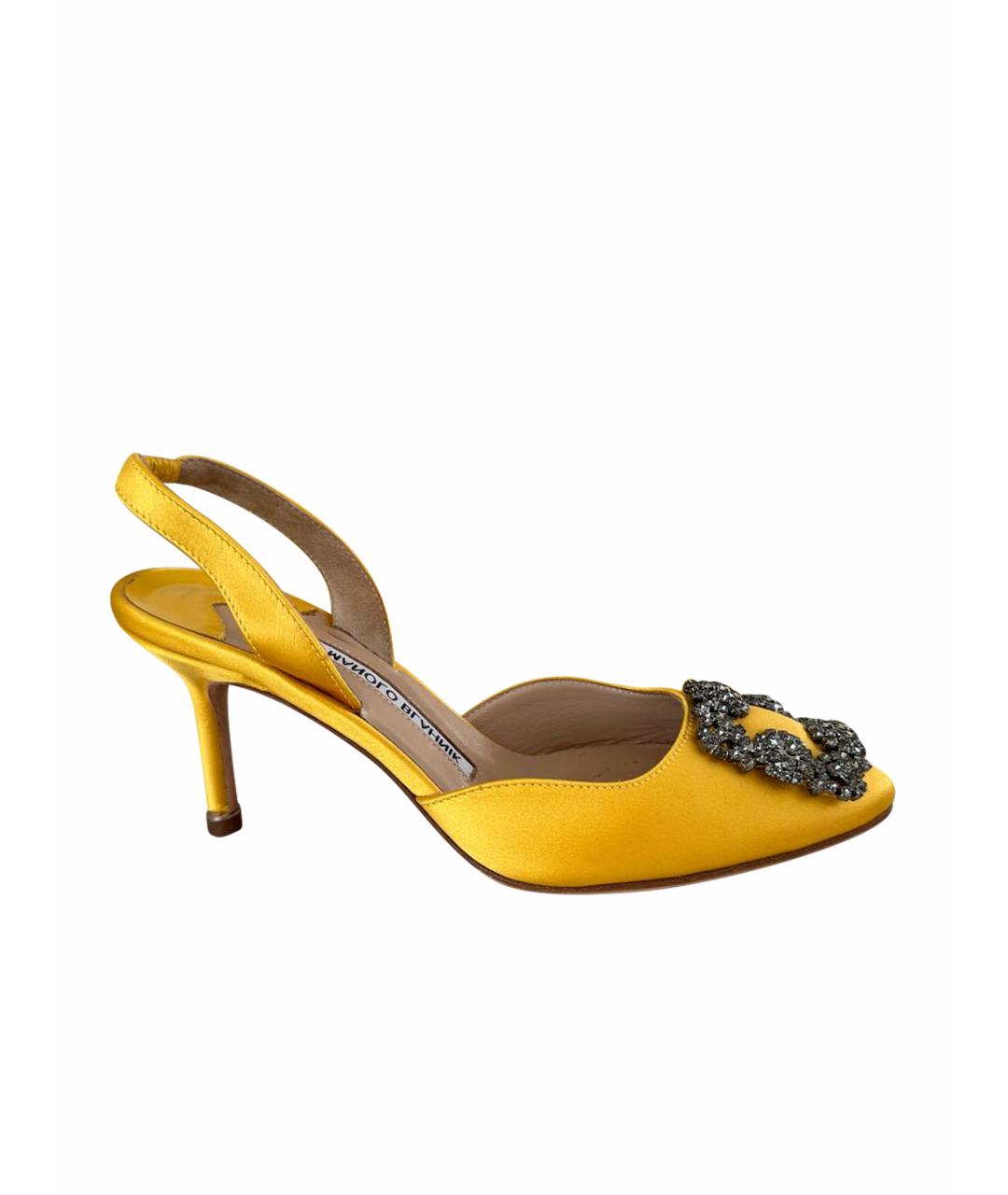 MANOLO BLAHNIK Желтые текстильные туфли, фото 1