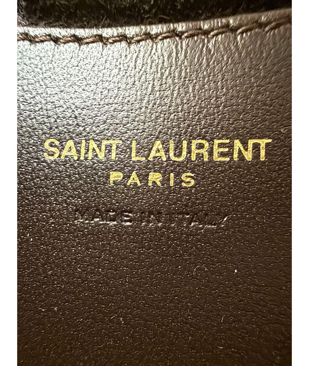 SAINT LAURENT Коричневая кожаная сумка с короткими ручками, фото 5