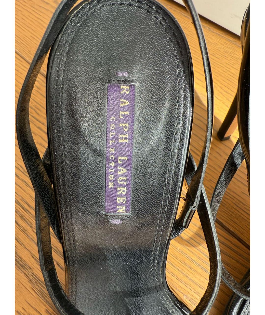 RALPH LAUREN PURPLE LABEL Черные босоножки из лакированной кожи, фото 3
