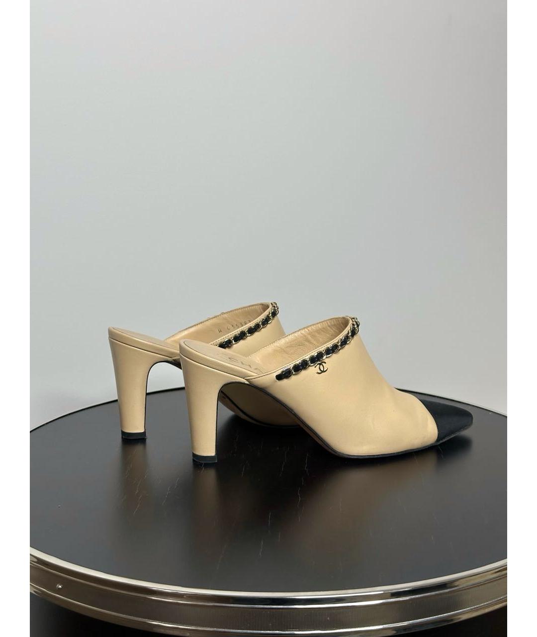 GUCCI Бежевые кожаные сабо, фото 7