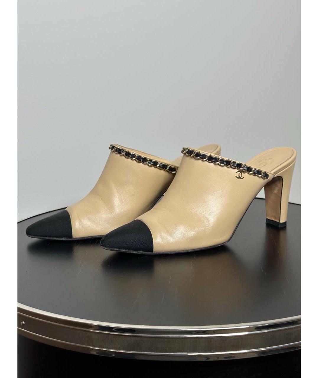 GUCCI Бежевые кожаные сабо, фото 5