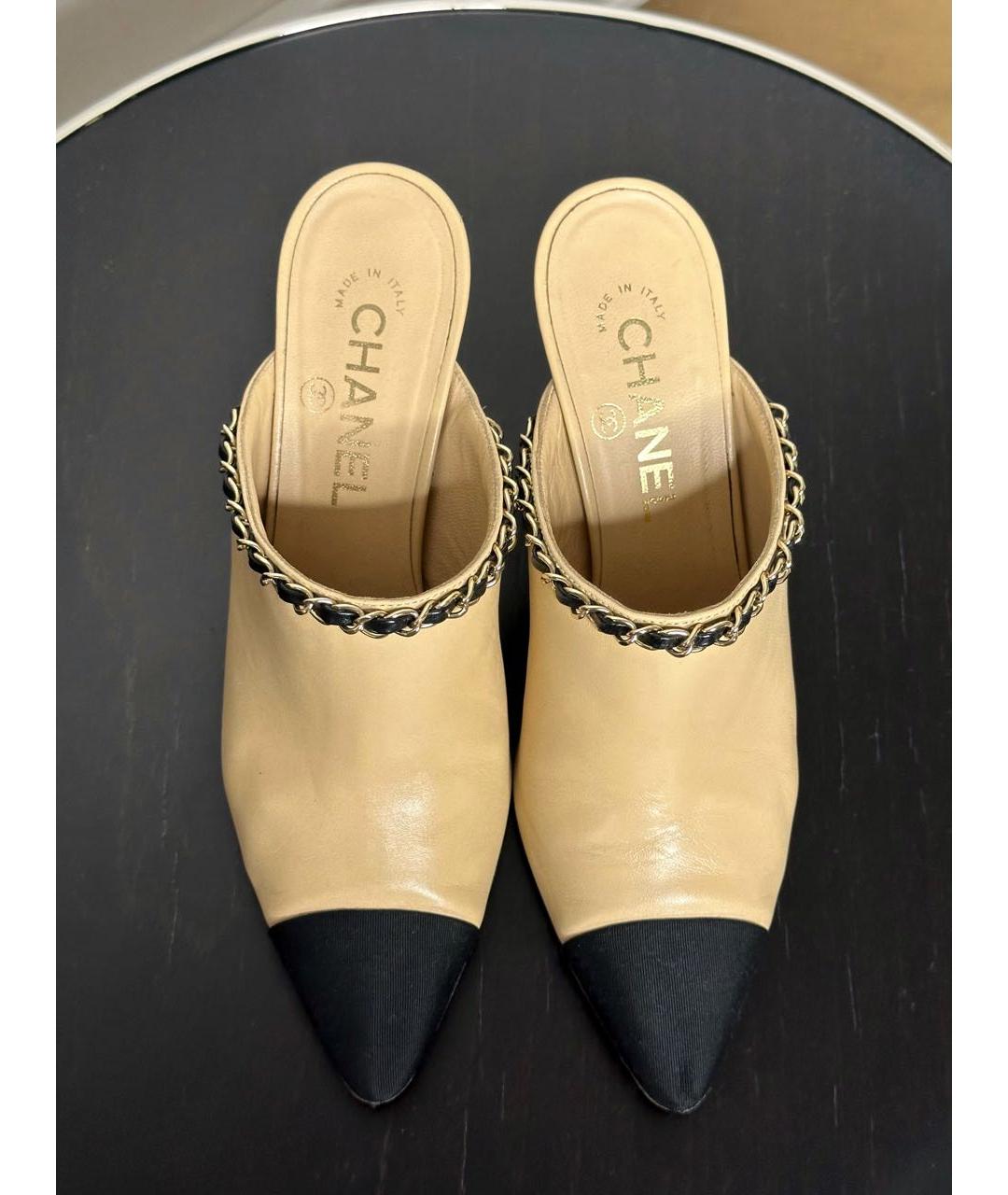 GUCCI Бежевые кожаные сабо, фото 2