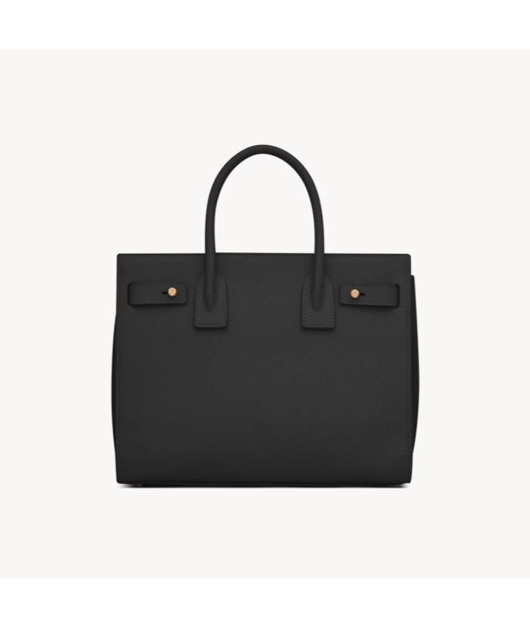 SAINT LAURENT Черная кожаная сумка тоут, фото 3
