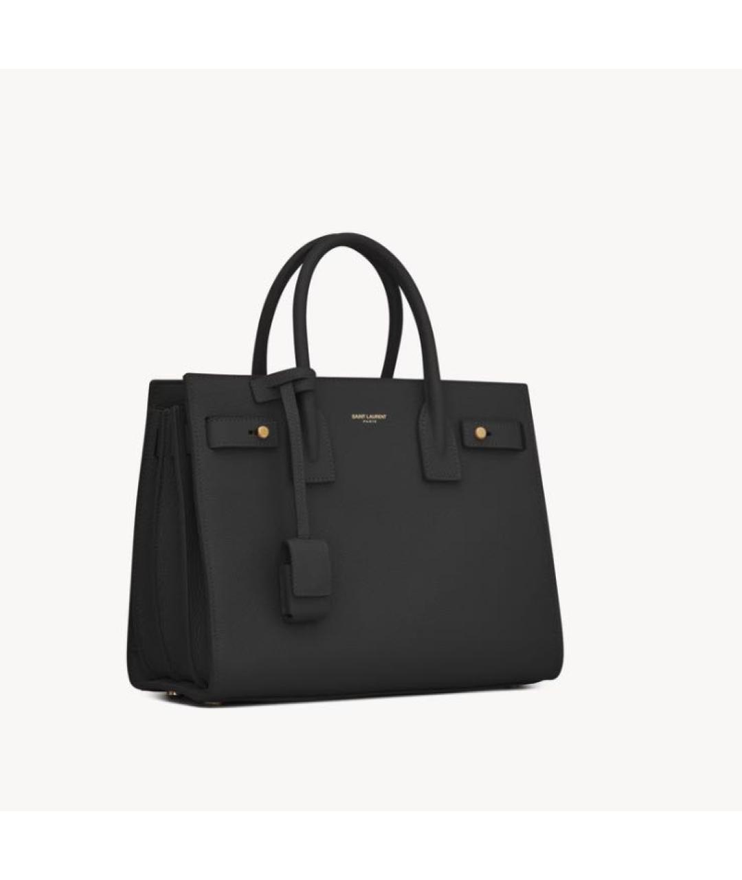 SAINT LAURENT Черная кожаная сумка тоут, фото 2