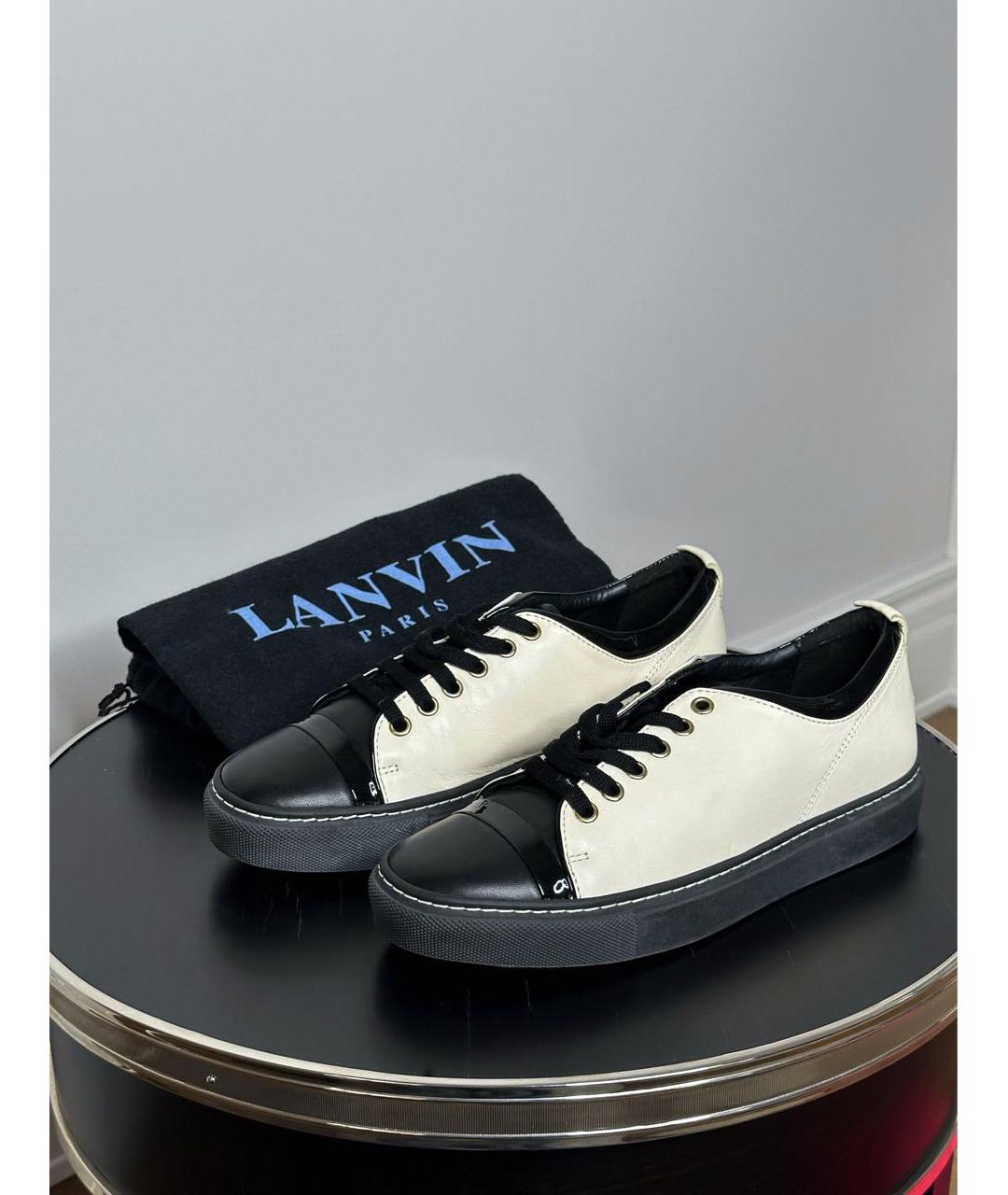 LANVIN Бежевые кожаные кеды, фото 3
