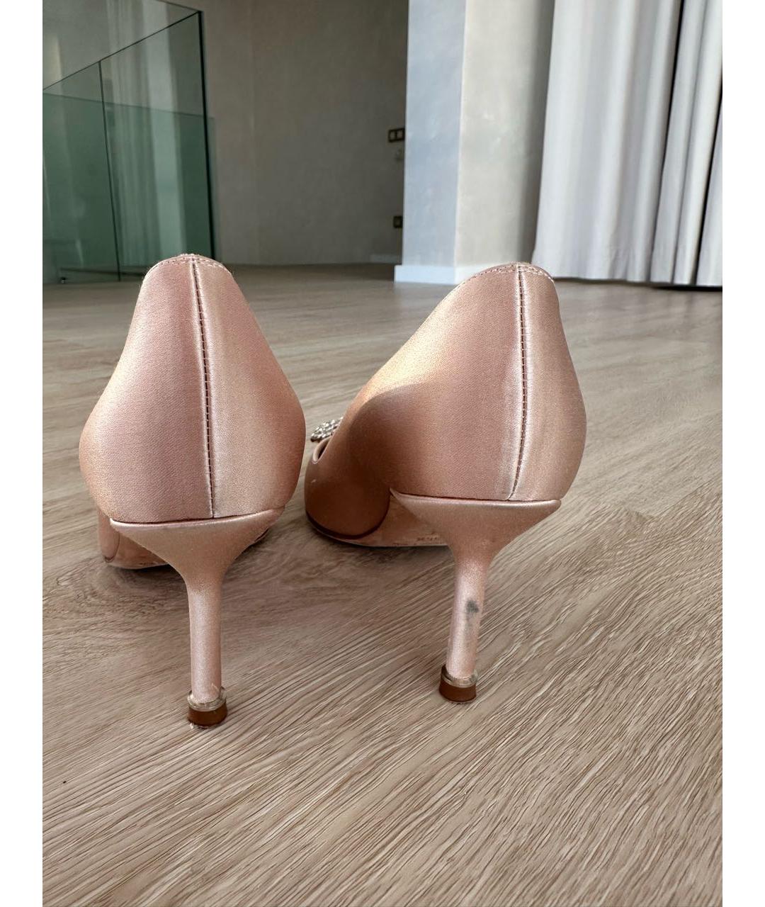 MANOLO BLAHNIK Бежевые текстильные туфли, фото 4