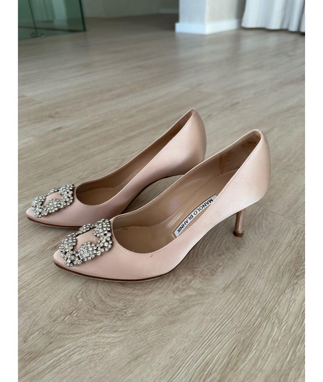 MANOLO BLAHNIK Бежевые текстильные туфли, фото 5