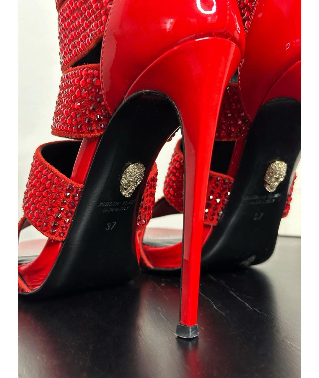 PHILIPP PLEIN Красные кожаные туфли, фото 6