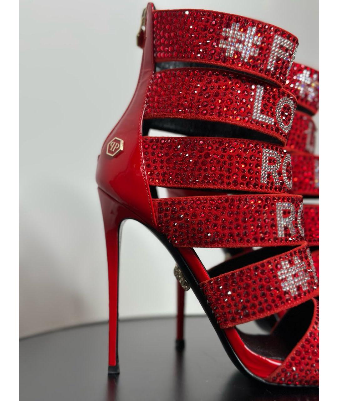 PHILIPP PLEIN Красные кожаные туфли, фото 7