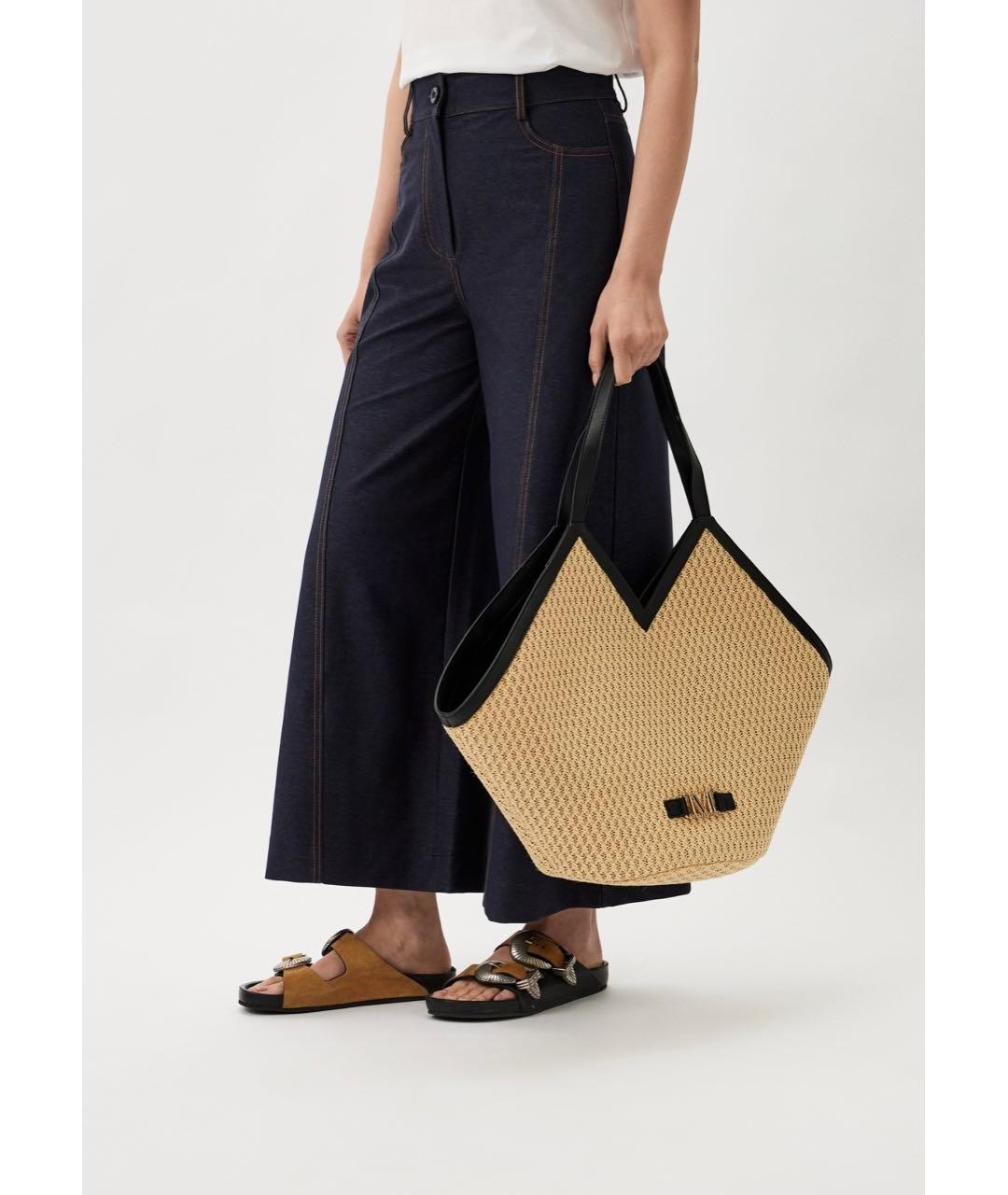 MAX MARA Бежевая пелетеная пляжная сумка, фото 6