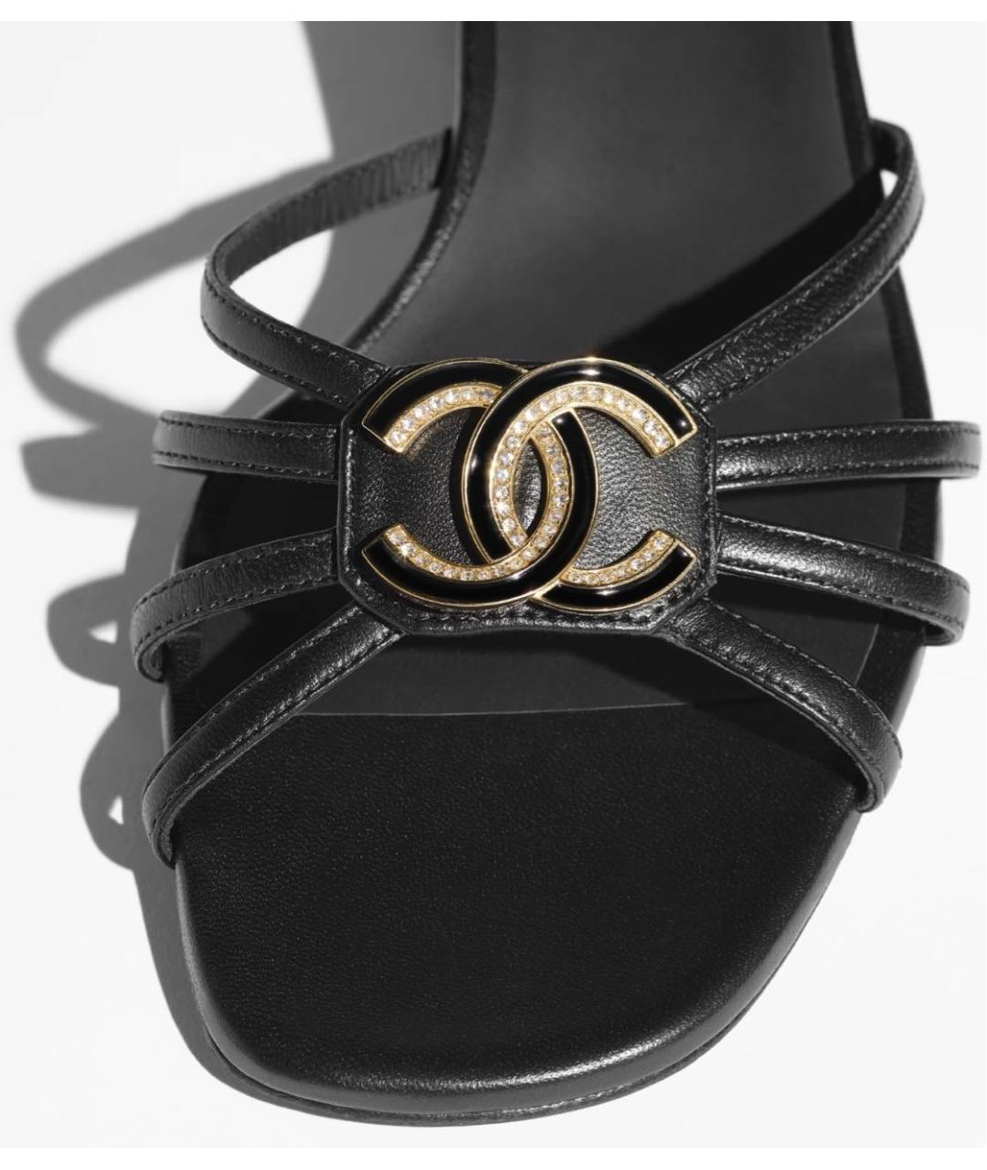 CHANEL Черные кожаные босоножки, фото 4