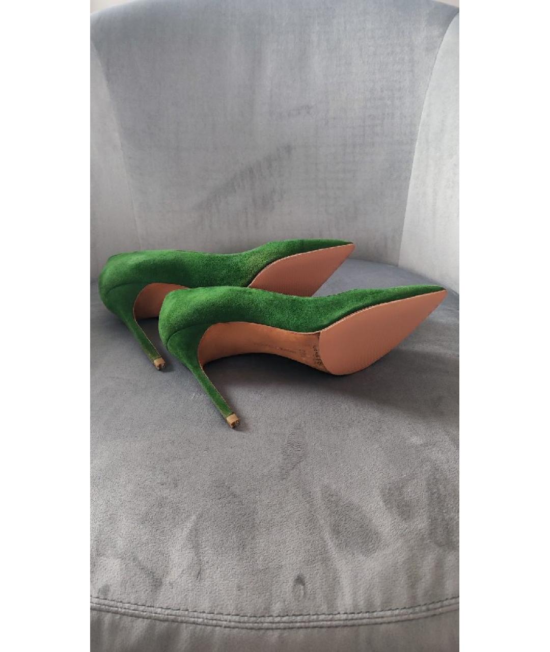 MANOLO BLAHNIK Зеленые замшевые туфли, фото 4