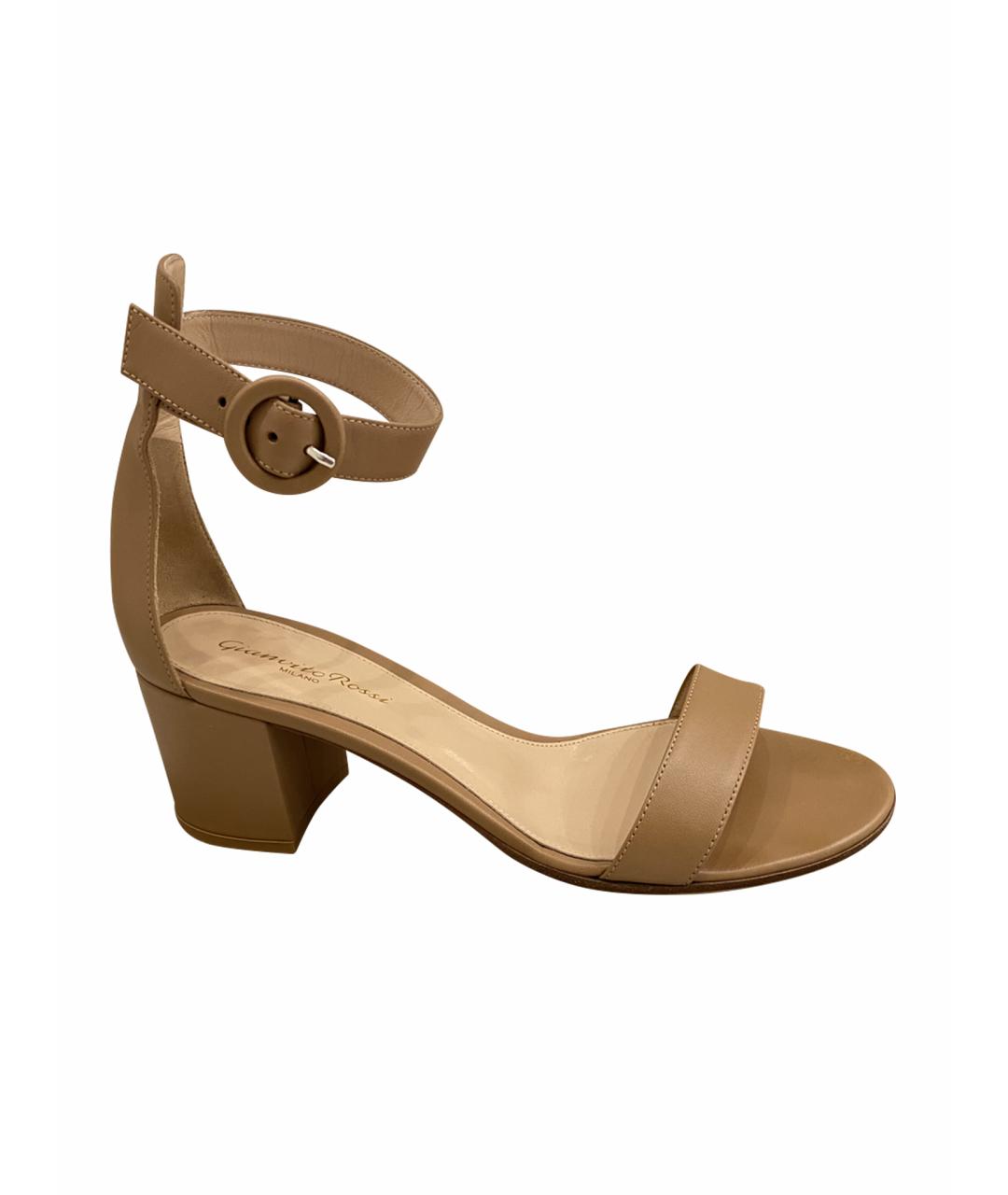 GIANVITO ROSSI Бежевые кожаные босоножки, фото 1