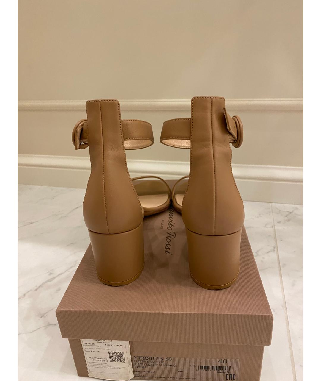 GIANVITO ROSSI Бежевые кожаные босоножки, фото 4