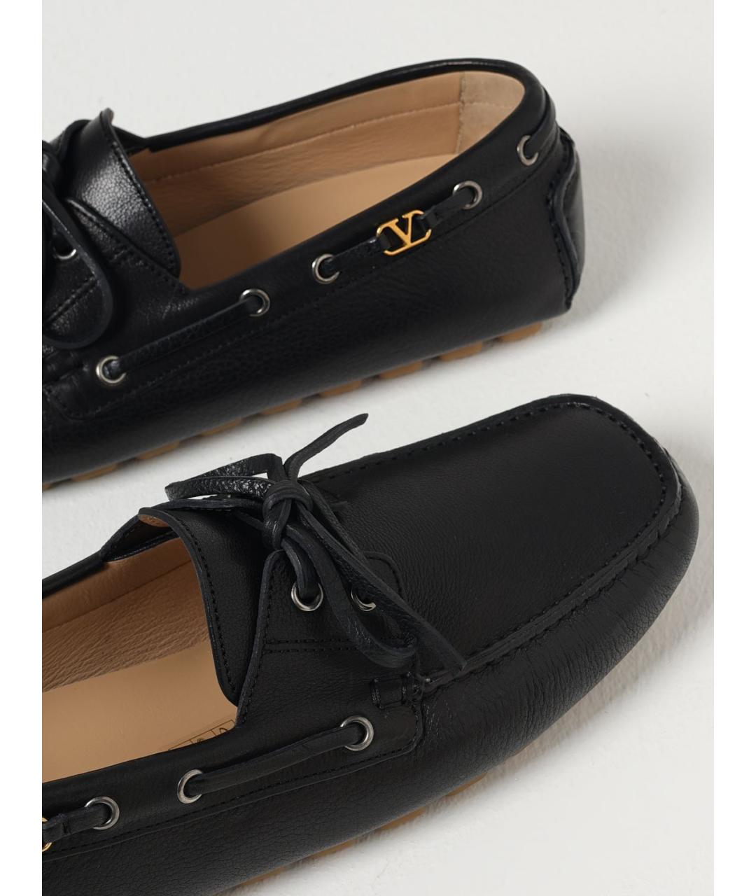 VALENTINO Черные кожаные мокасины, фото 4
