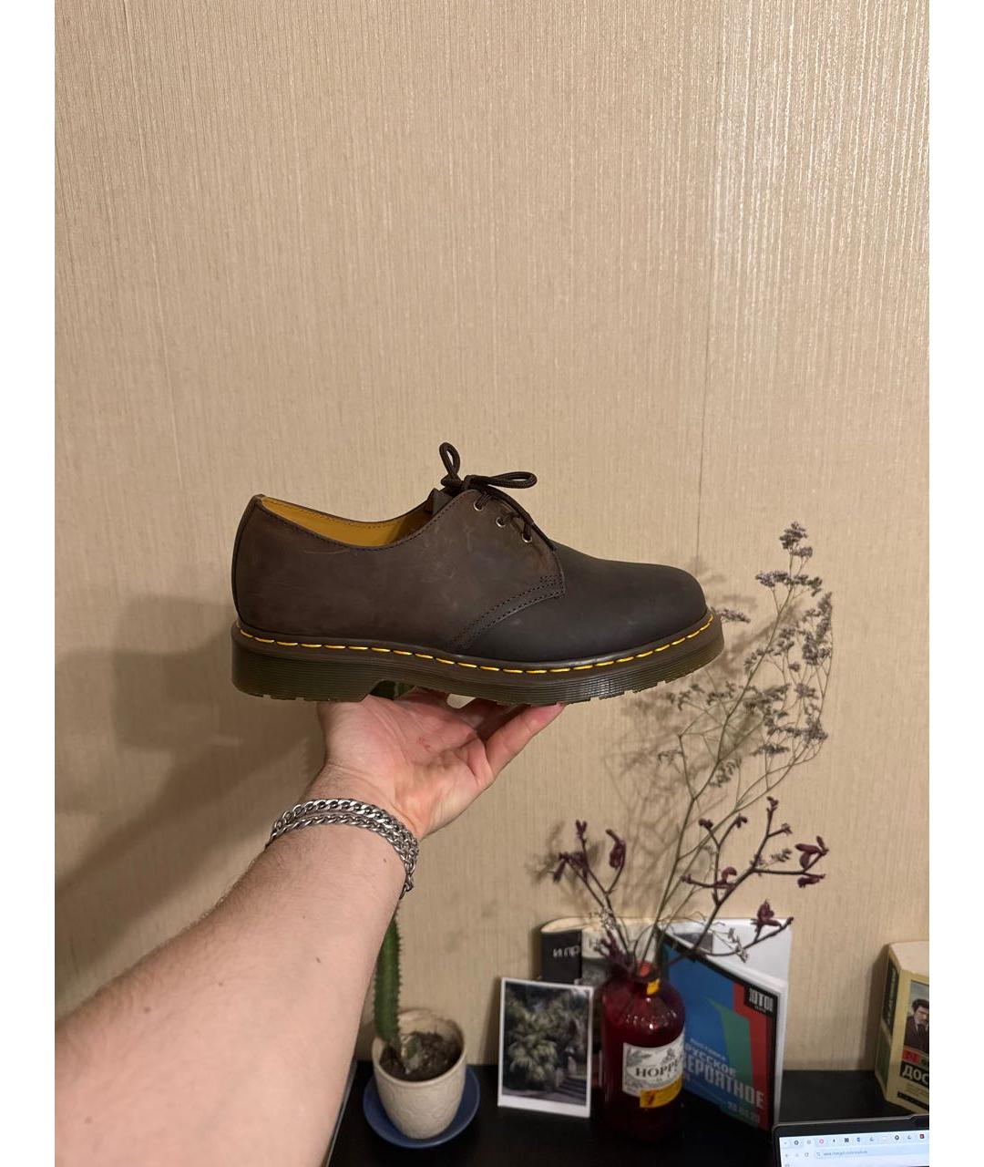 DR. MARTENS Коричневые кожаные низкие ботинки, фото 8