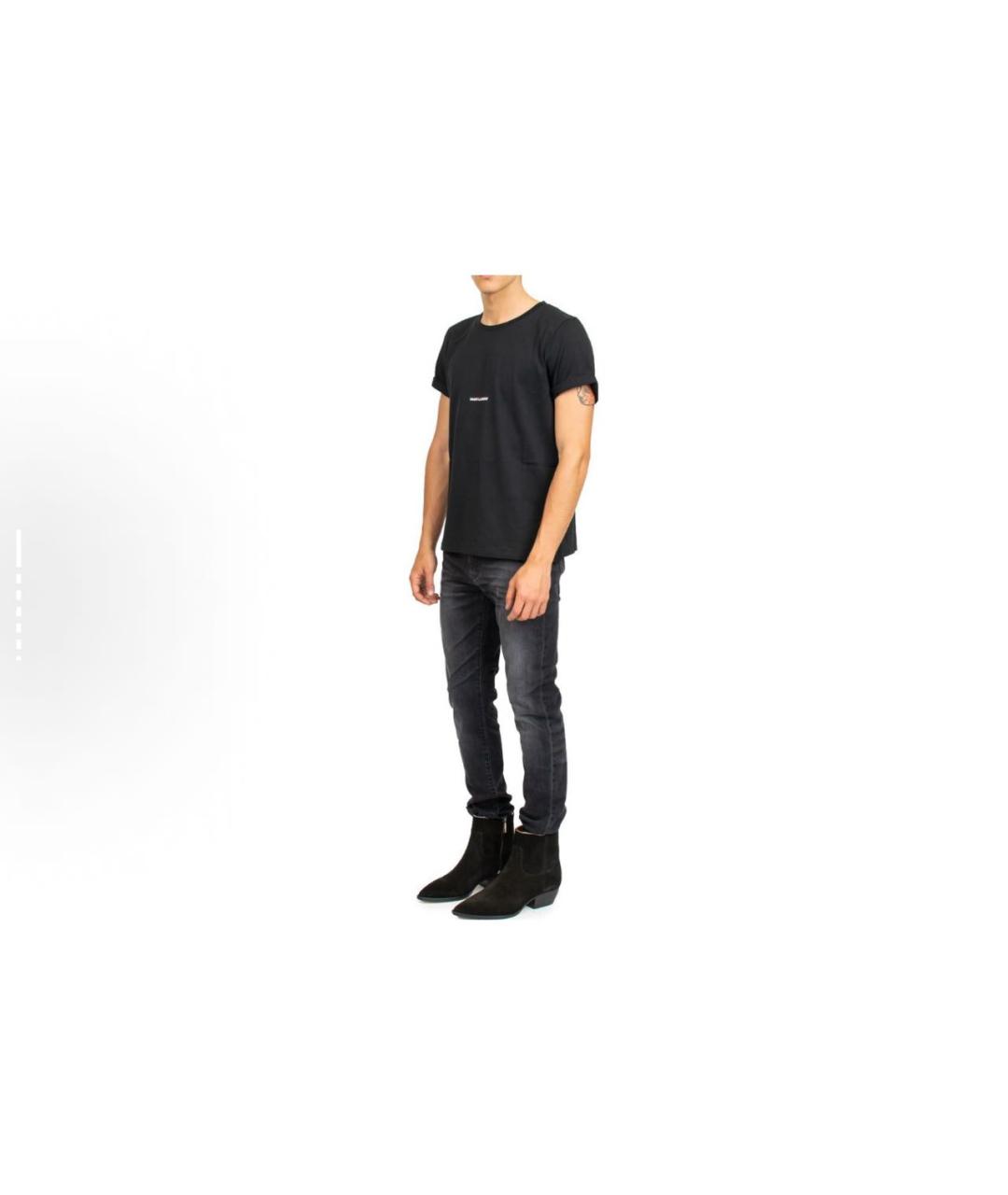 SAINT LAURENT Черная хлопковая футболка, фото 3