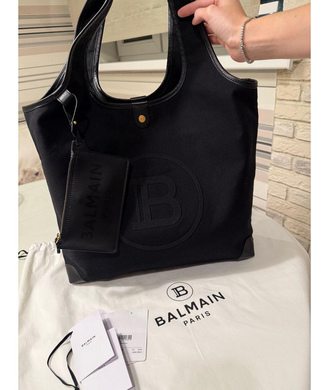 BALMAIN Черная тканевая сумка тоут, фото 2
