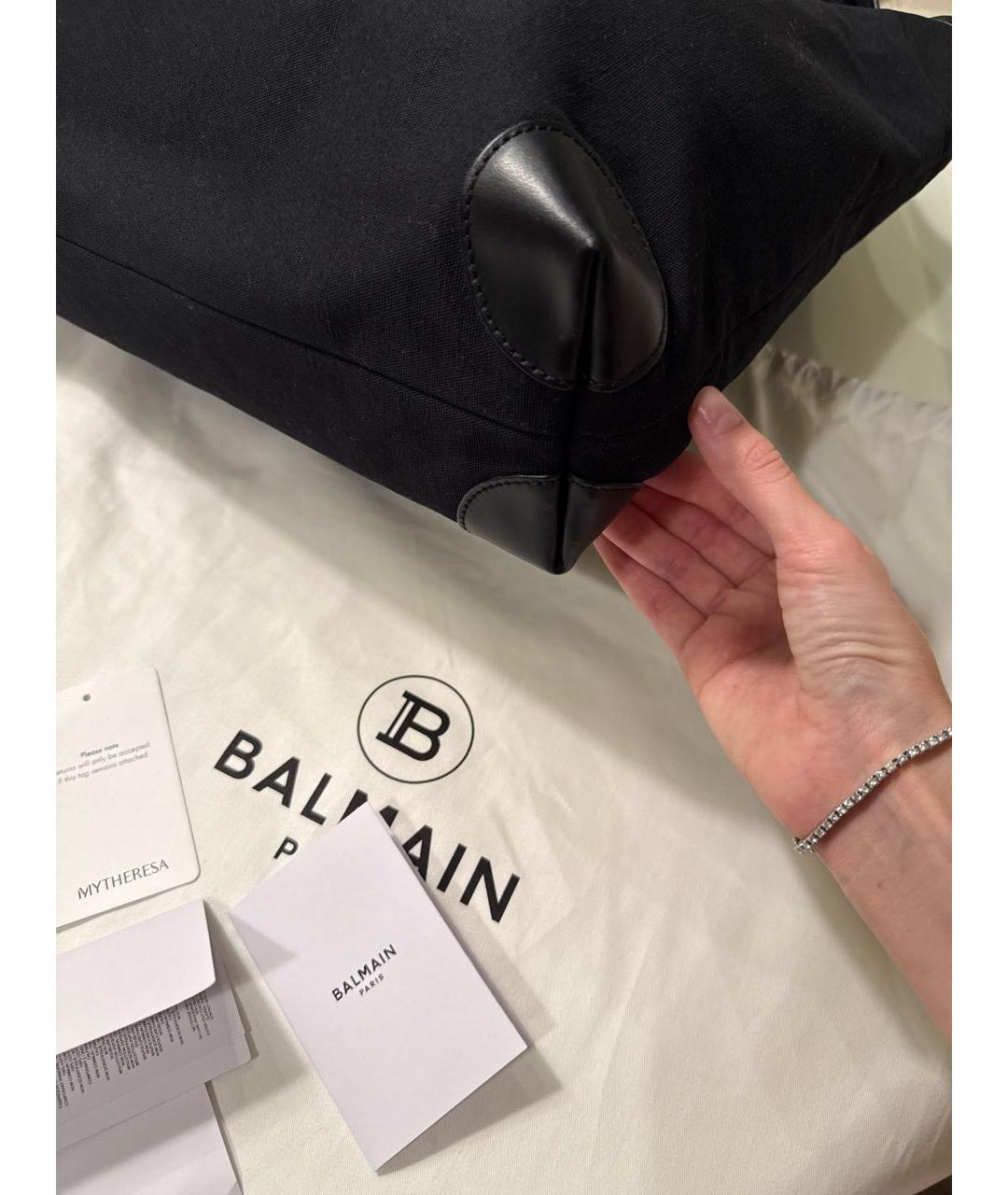BALMAIN Черная тканевая сумка тоут, фото 6