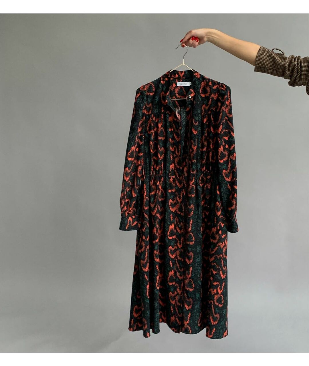 CALVIN KLEIN Бордовое полиамидовое повседневное платье, фото 7