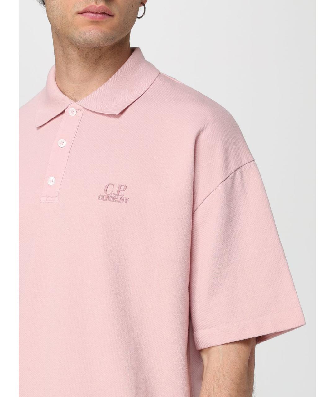 CP COMPANY Розовое хлопковое поло с коротким рукавом, фото 4