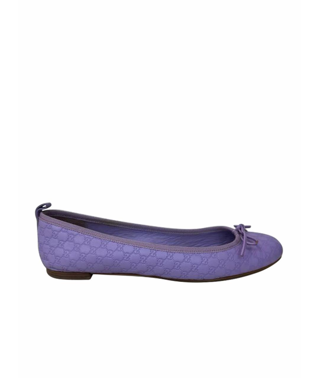 GUCCI Фиолетовые кожаные балетки, фото 5