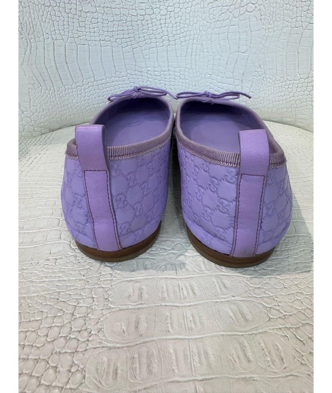GUCCI Фиолетовые кожаные балетки, фото 4